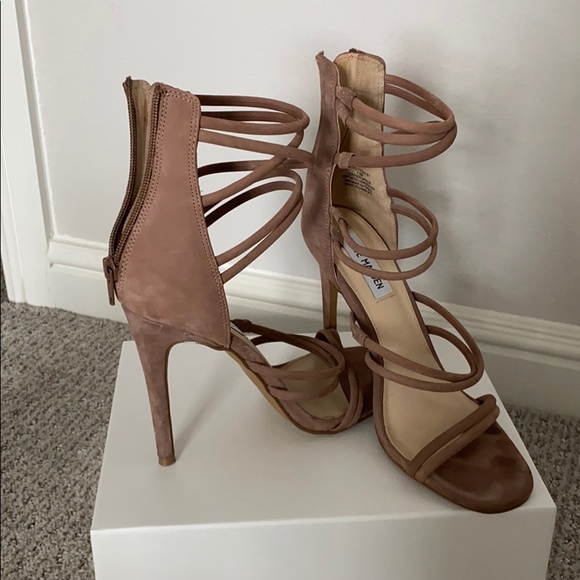 Steve Madden Strappy Suede Nude Sandal - Picture 2 of 4